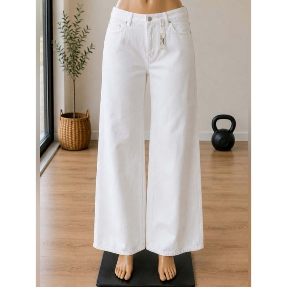 Madewell Superwide-Leg Jeans White Airey Denim Edition High Waist size 23 NU007